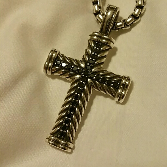 David Yurman Jewelry - David Yurman Chevron Cross with Black Diamonds